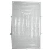 A clear rectangular plastic sheet with a raised, concentric rectangular pattern. Four small tabs extend from the sides—suggesting it is a TableCraft 10776 full size wood crate cover or silicone crate cover. The surface is smooth and slightly translucent.