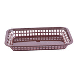 A rectangular, brown plastic Grande Platter Basket with a grid-like pattern of square holes on the sides and base, set against a plain white background. This dishwasher safe basket features slightly flared sides and rounded corners.