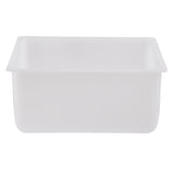 A plain, rectangular, translucent white plastic condiment holder with smooth, slightly rounded edges. The container is empty and shown on a white background, viewed from the front at a slight angle. It is also dishwasher safe for easy cleaning.