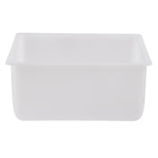A plain, rectangular, translucent white plastic condiment holder with smooth, slightly rounded edges. The container is empty and shown on a white background, viewed from the front at a slight angle. It is also dishwasher safe for easy cleaning.