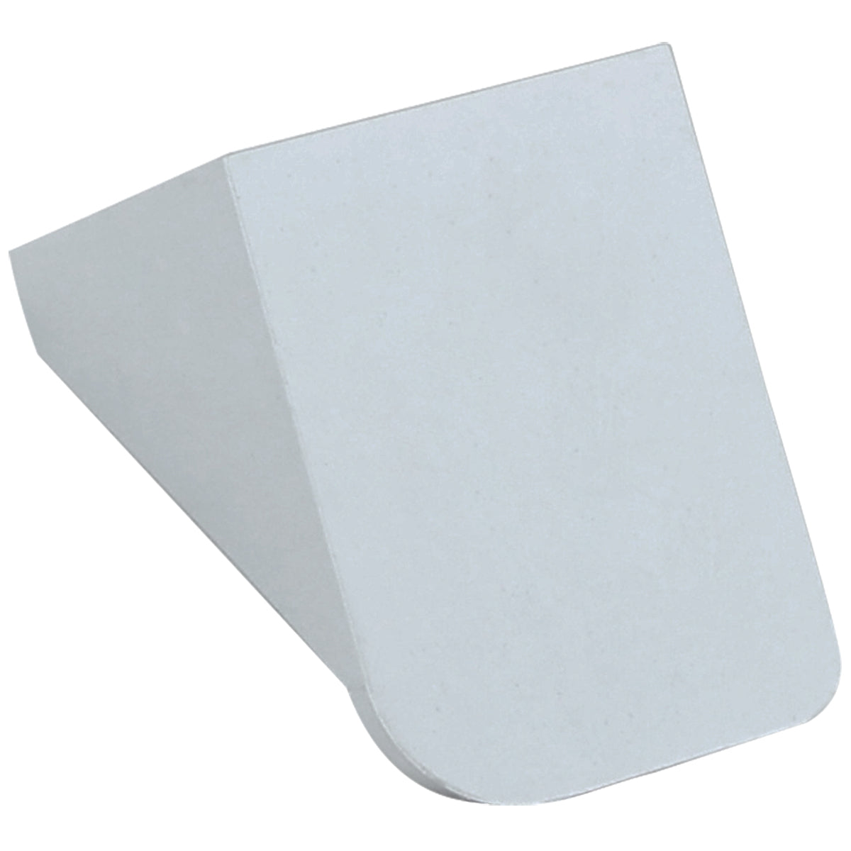 A plain, solid, silver-colored metal doorstop with a wedge shape, featuring a broad flat top that tapers to a thinner edge and a slightly rounded front end. The smooth, unadorned surface resembles quality Empura Parts.