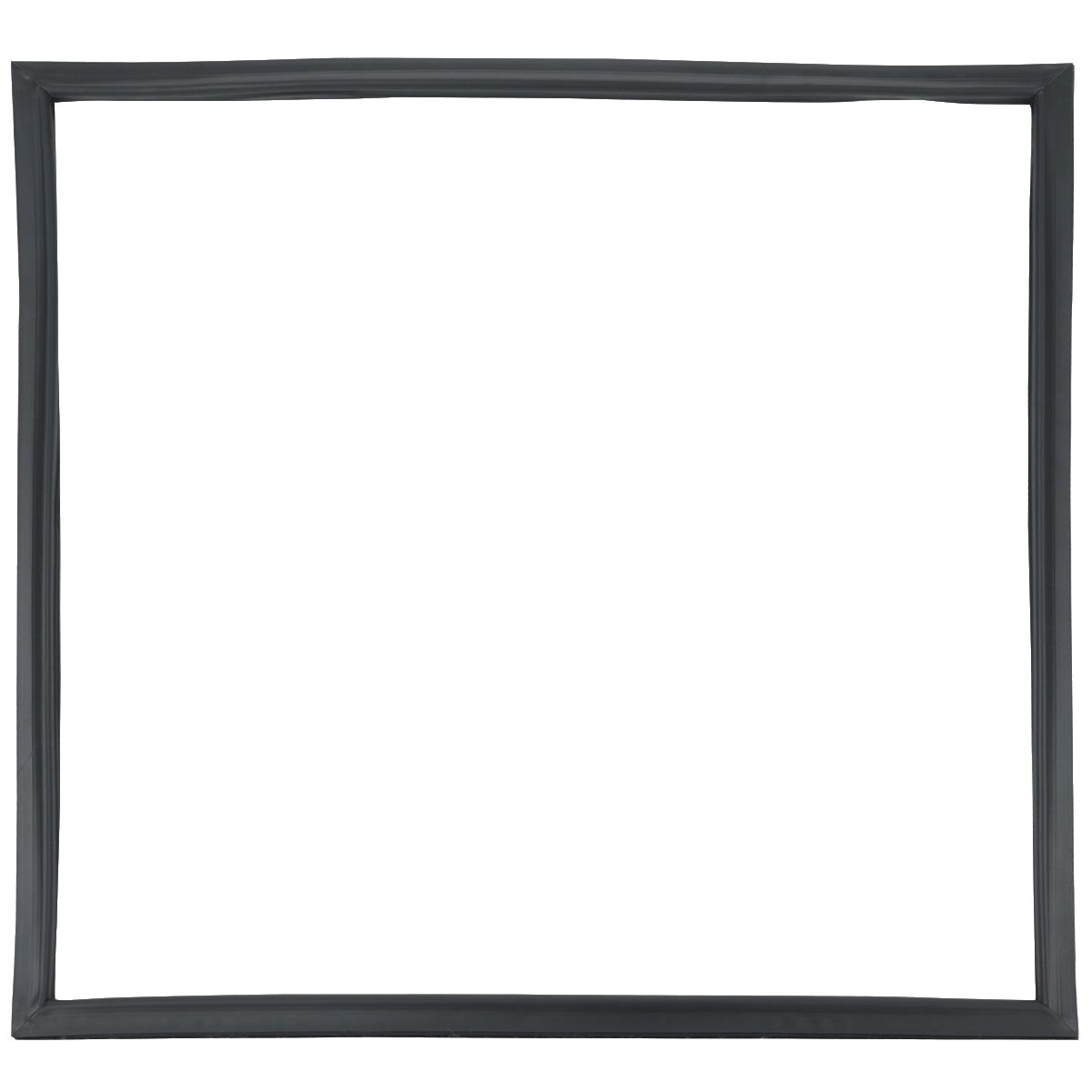 A simple, empty rectangular black frame—reminiscent of a Door Gasket from Empura Refrigeration E-KPP67—is displayed against a plain white background. Slightly uneven edges and no decoration emphasize its minimalist design.
