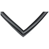 Close-up view of a black rubber door gasket forming a right angle, likely an Empura Refrigeration or appliance weatherstrip seal, against a white background. The edges are smooth with a slight groove and flexible, pliable appearance—ideal for Empura Parts.