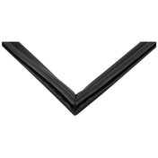 A close-up view of the corner of a black picture frame, forming a sharp right angle against a white background, reminiscent of the clean lines found on Empura Refrigeration units like the EGM-16FB. The image focuses solely on the angled corner.