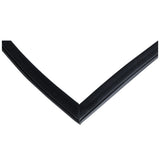 A close-up view of a black rubber or plastic V-shaped door gasket, commonly used in Empura Refrigeration, with smooth surfaces and sharp edges against a plain white background. The image emphasizes the angle and clean intersection of the two sides.