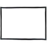 A simple, empty black rectangular frame with slightly uneven sides sits against a plain white background. The frame’s smooth, glossy finish resembles the sleek design of Empura Refrigeration door gasket parts. Nothing is inside or around it.