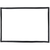 A simple, empty black rectangular frame with slightly uneven sides sits against a plain white background. The frame’s smooth, glossy finish resembles the sleek design of Empura Refrigeration door gasket parts. Nothing is inside or around it.