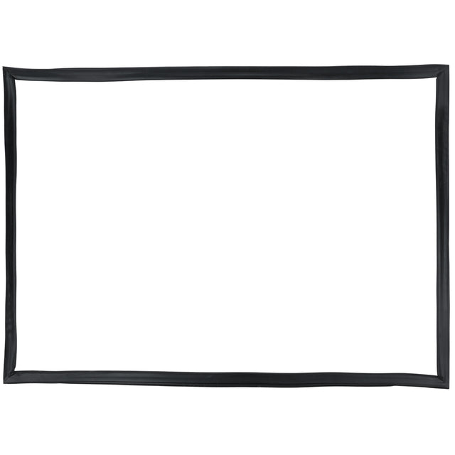 A simple, empty black rectangular frame with slightly uneven sides sits against a plain white background. The frame’s smooth, glossy finish resembles the sleek design of Empura Refrigeration door gasket parts. Nothing is inside or around it.