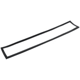 A long, thin, rectangular black rubber gasket—likely an E-KCBR60 Door Gasket for Empura Refrigeration—features slightly curved edges and lies flat on a white background. The flexible material is ideal for sealing or insulation purposes.