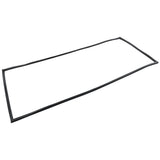 A long, thin, black rubber door gasket with an irregular rectangular shape is shown on a white background. The E-KB25WR gasket appears flexible and is likely used for sealing Empura Refrigeration units, windows, or automotive parts.