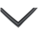 Close-up of an E-KUC27 door gasket bent at a right angle, forming an L-shape. The black rubber strip features smooth, slightly glossy surfaces and grooves along its length. Compatible with Empura Refrigeration units. Plain white background.