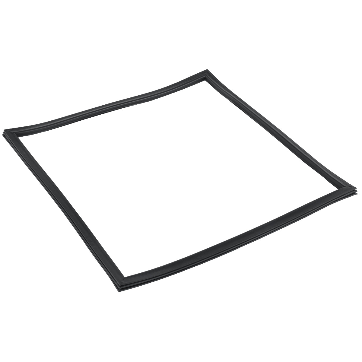 A square, thin, black rubber Door Gasket lies flat on a white background. This E-KSP60 gasket appears flexible with clean edges and rounded corners, designed for sealing surfaces in applications like Empura Refrigeration units.