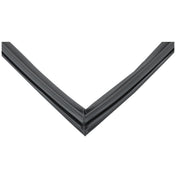 Close-up of a black, V-shaped object against a white background, resembling an Empura Refrigeration Door Gasket for model E-KB35R, with sharp, clean edges and a glossy surface. The lines are straight and meet precisely at the lower center point.