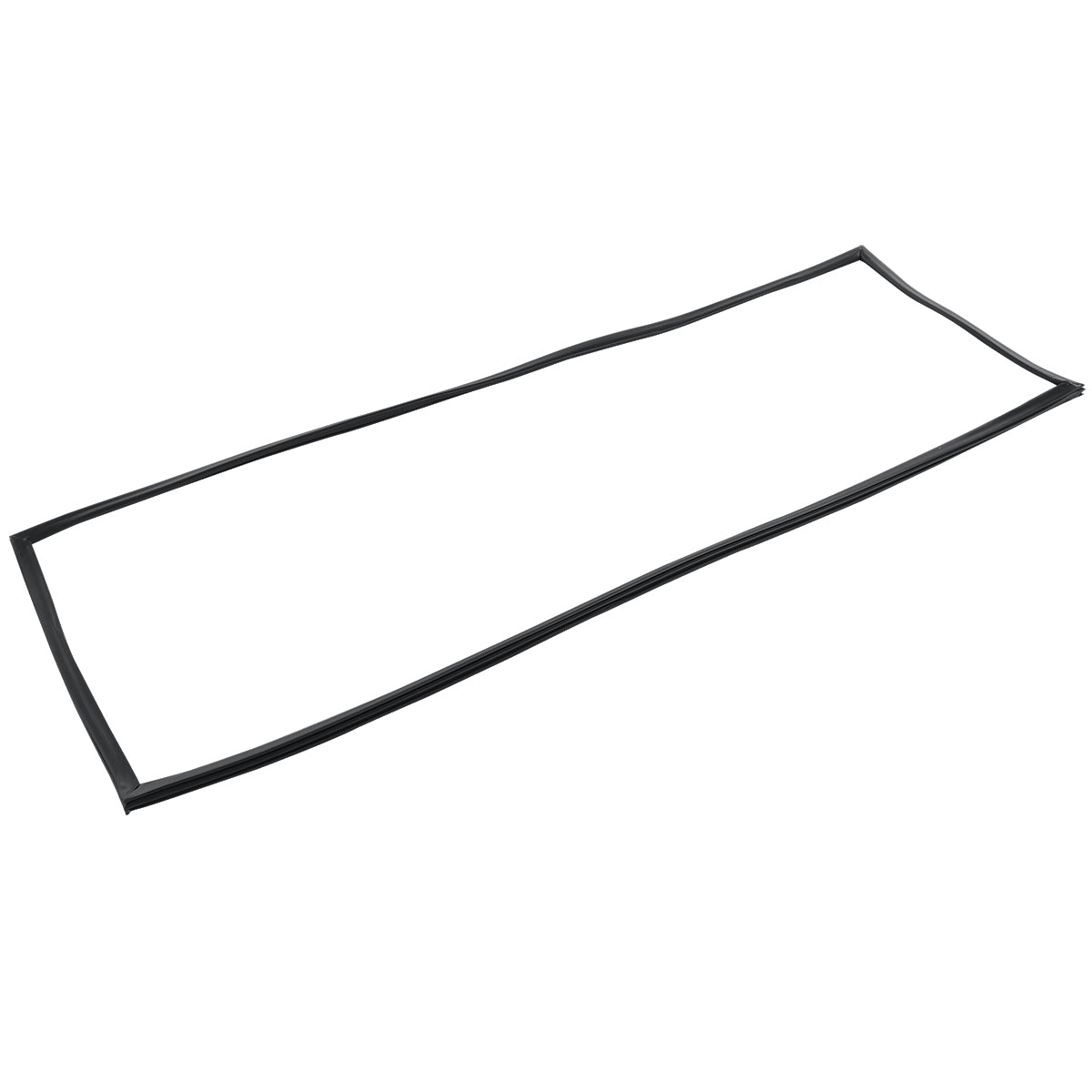 A thin, black, rectangular rubber Door Gasket is shown against a white background. The edges are slightly uneven, giving the frame a wavy appearance. The flexible material suggests its designed for Empura Refrigeration doors or windows.
