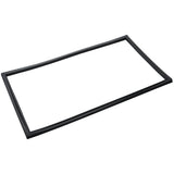 A thin, rectangular black Door Gasket with rounded edges is laid flat against a white background. This Empura Parts gasket has a smooth texture and consistent width, ideal for sealing applications like doors, windows, or Empura Refrigeration units.