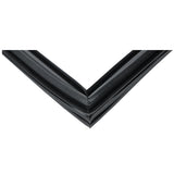 A close-up image of a black rubber Door Gasket, commonly used in Empura Refrigeration, shown forming a sharp right angle with two straight strips joined together, set against a plain white background. The material has a smooth, slightly glossy texture.