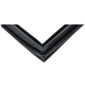 A close-up image of a black rubber Door Gasket, commonly used in Empura Refrigeration, shown forming a sharp right angle with two straight strips joined together, set against a plain white background. The material has a smooth, slightly glossy texture.