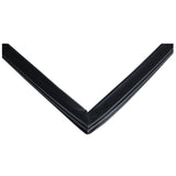 A close-up of a black, rubber V-shaped strip with a smooth, slightly glossy surface, bends at a sharp 90-degree angle. This Door Gasket, model E-KDD4-2, is photographed on white and may fit Empura Refrigeration as a seal or edge protector.
