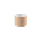 A small, cylindrical bowl with a textured, light brown exterior and smooth white interior sits centered on a plain white background. The simple, modern design suggests it could be used as a cup, planter, holder—or even stacked for easy storage.