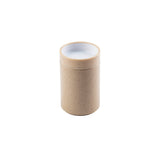 A cylindrical, light brown cardboard container with a removable lid, open to reveal a white interior reminiscent of a stackable bowl. The surface is smooth and unmarked, and the container is centered on a plain white background.