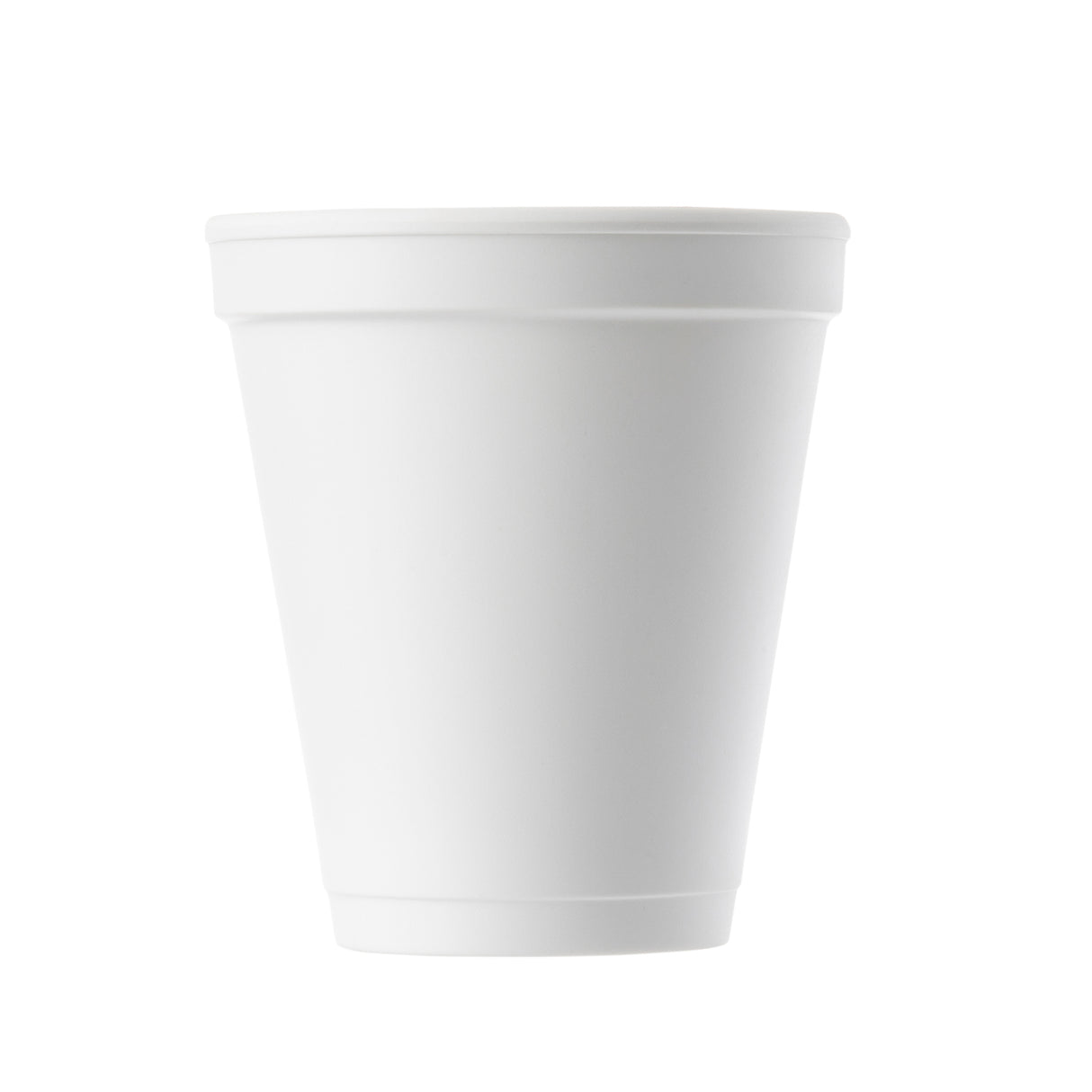 A plain, white, cylindrical 8 oz. cup with a slightly flared rim is shown against a white background. The cup is empty, lightweight, disposable, and has no visible markings or designs. Ideal for use in the Better Burger Collection.