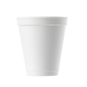 A plain, white, cylindrical 8 oz. cup with a slightly flared rim is shown against a white background. The cup is empty, lightweight, disposable, and has no visible markings or designs. Ideal for use in the Better Burger Collection.