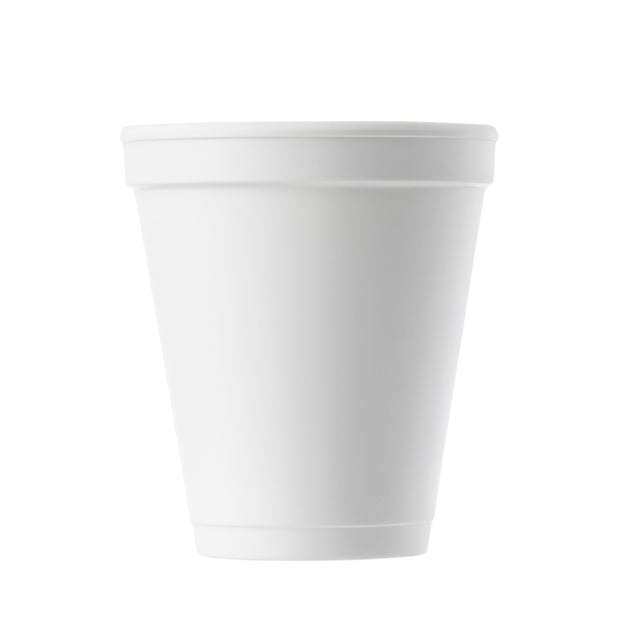A plain, white, cylindrical 8 oz. cup with a slightly flared rim is shown against a white background. The cup is empty, lightweight, disposable, and has no visible markings or designs. Ideal for use in the Better Burger Collection.