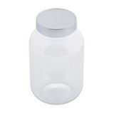 A clear, empty 32 oz. plastic Mason jar with a round shape and a silver screw-on lid. Photographed against a white background, the transparent jar reveals no contents inside. The cap features ridged edges for easy grip.