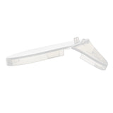 A transparent, curved plastic object from TableCraft Products, 10717, with a flat circular base and angled, hollow arm. The arm features a small cylindrical peg and slanted surfaces. Photographed on a plain white background; possibly a replacement lid.