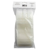 A clear polyethylene package contains several medium-sized transparent resealable zipper bags, ideal as 10 oz. To-Go Beverage Pouches. The package features a white label with black text and barcode, with contents visible through the packaging.