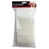 A clear polyethylene package of 16 oz. To-Go Beverage Pouches with zip closures and straw holes. The label at the top displays product details in English and Spanish, plus a small image of a drink pouch filled with a colorful beverage and fruit.
