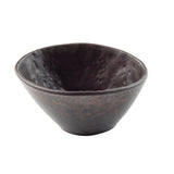 A dark brown, ceramic Lunara Collection Bowl with a slightly irregular, hand-crafted shape and a smooth, matte finish. Inner surface is deeper brown; exterior features subtle reddish-brown speckles. The bowl is empty and shown on a white background.