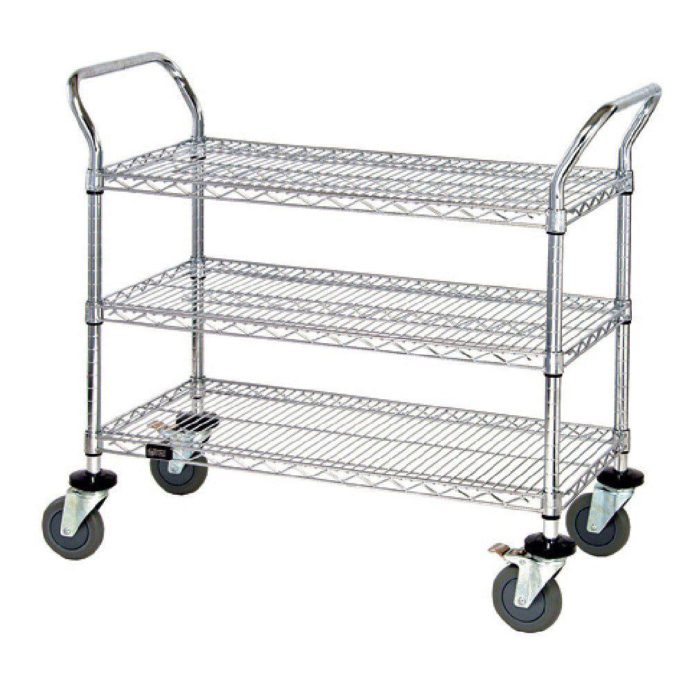 Quantum WRC-2448P-3 Utility Cart 48"W X 24"D X 37-1/2"H (3) Wire Shelves