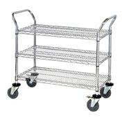 Quantum WRC-2448P-3 Utility Cart 48"W X 24"D X 37-1/2"H (3) Wire Shelves