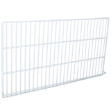 A white metal wire Empura Parts shelf panel with evenly spaced vertical and horizontal bars forms a rectangular grid. The bottom edge angles slightly, suggesting it’s a Right Shelf designed to stand upright or be mounted. The background is plain white.