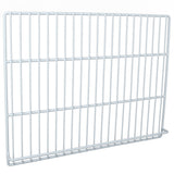 A white metal wire rack with evenly spaced vertical and horizontal bars forming a rectangular grid, photographed against a plain white background. This Right Shelf features slightly thicker outer edges for support, ideal as an Empura Refrigeration accessory.