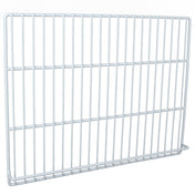 A white metal wire rack with evenly spaced vertical and horizontal bars forming a rectangular grid, photographed against a plain white background. This Right Shelf features slightly thicker outer edges for support, ideal as an Empura Refrigeration accessory.