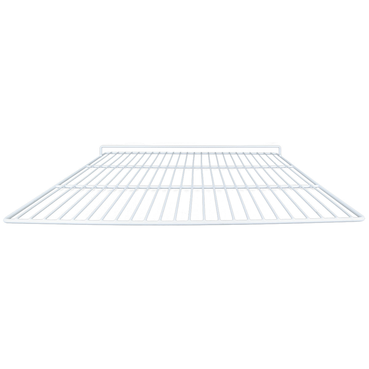 A white wire Middle Shelf, model E-KPP93 for Empura Refrigeration, is viewed from the front at a slight downward angle. The shelf has evenly spaced horizontal and vertical bars and a raised edge at the back for mounting. The background is plain white.