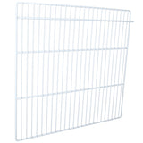 A white, rectangular metal wire Middle Shelf with evenly spaced bars, viewed at an angle against a plain white background. Sturdy in structure, it is likely used for storage or as a refrigerator shelf for Empura Refrigeration models like E-KPP93.