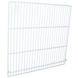 A white metal wire E-KPP93 middle shelf with vertical and horizontal bars forms a grid pattern. Designed for Empura Refrigeration, it features a slight lip at the bottom edge to provide support or prevent items from sliding off. The background is plain and white.