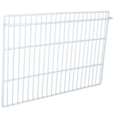 White wire shelf panel with a rectangular shape, featuring horizontal and vertical bars creating a grid pattern. This Left Shelf, compatible with Empura Refrigeration units, has an open design perfect for storage or organization.