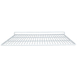 A metal wire Middle Shelf for Empura Refrigeration, model E-KSP72, with a rectangular shape, evenly spaced horizontal bars, and a raised back edge. The head-on view highlights its grid pattern and flat surface.