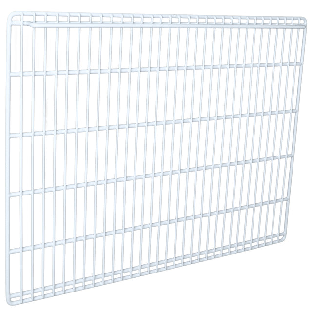 A rectangular white metal wire shelf with a grid pattern, this Middle Shelf from Empura Refrigeration features evenly spaced horizontal and vertical bars. It has a smooth, clean appearance and is photographed against a plain white background.