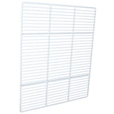 A white, rectangular metal wire shelving rack—such as an Empura Refrigeration Left Shelf—with evenly spaced bars for ventilation and support. The rack is shown against a plain white background, viewed at a slight angle.
