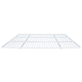 A flat, white Empura Parts wire shelf is shown against a plain white background. The Right Shelf consists of evenly spaced horizontal and vertical bars forming a grid pattern, designed for Empura Refrigeration units. The image is shot from a low angle.