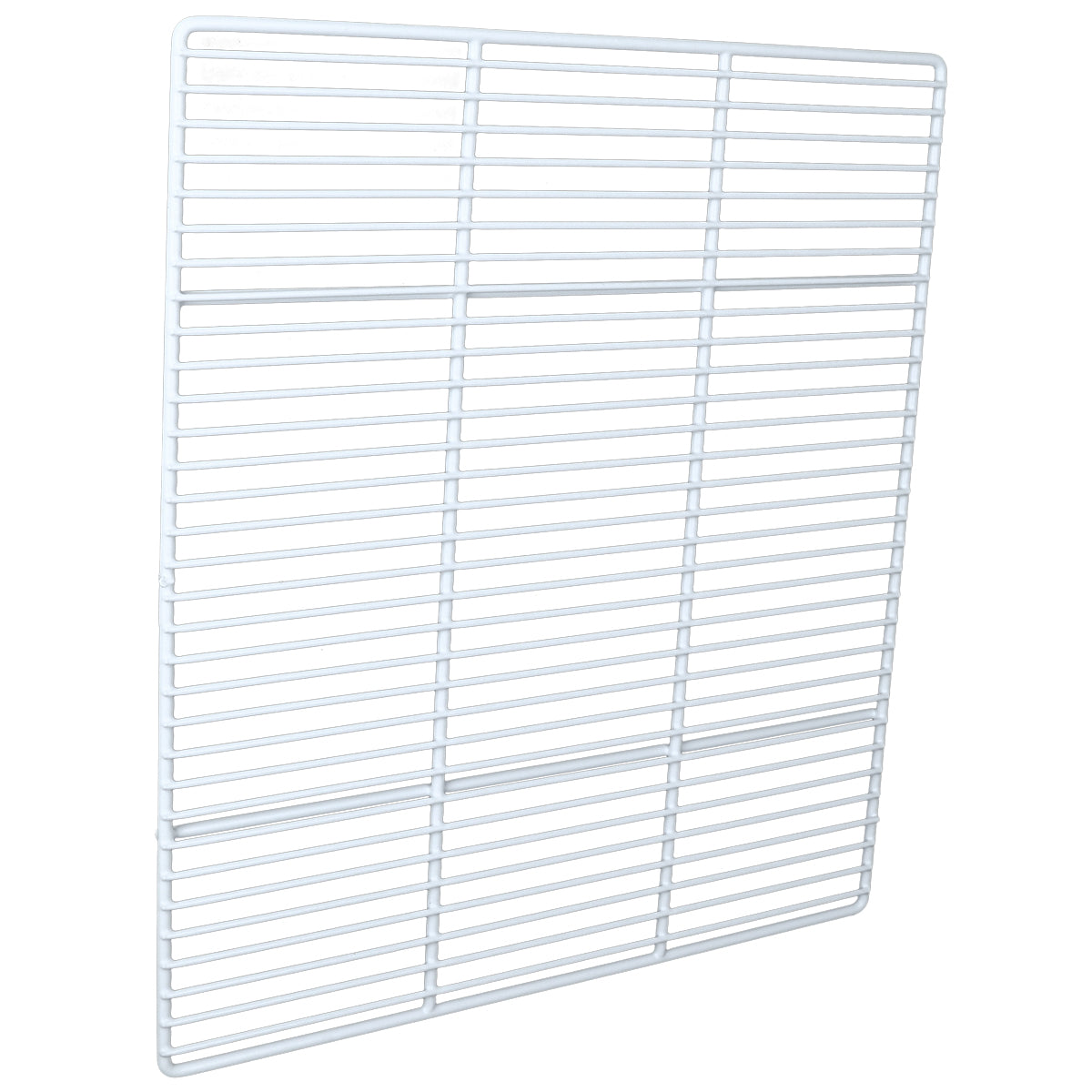 A rectangular metal wire rack with evenly spaced bars forming a grid pattern, this Empura Parts right shelf has a clean, coated white finish with a subtle reflection. It is photographed against a plain white background.