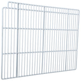 A white metal wire panel from Empura Parts features evenly spaced vertical and horizontal bars forming a sturdy rectangular grid, ideal as a Left Shelf for Empura Refrigeration or for versatile shelving, fencing, or storage organization.