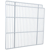 A white metal wire shelf, rectangular in shape, with parallel vertical bars and a few evenly spaced horizontal supports. This Right Shelf is an Empura Parts accessory, ideal for storage or organization in closets or Empura Refrigeration units.