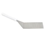 A Heavy Turner metal spatula with a wide, flat, rectangular stainless steel blade and a straight, white handle. The slightly tilted blade is designed for lifting or flipping food while cooking. Photographed on a plain white background.