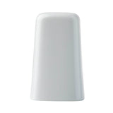 A plain, white, glossy ceramic object with a slightly tapered cylindrical shape and rounded edges, standing upright against a white background. Its smooth surface and minimalistic design resemble those in a TableCraft Salt & Pepper Shaker Set.
